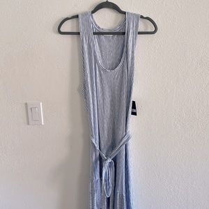 Lucky Brand Long White and Blue Striped Dress